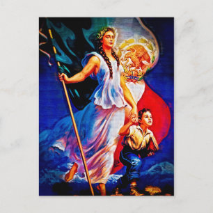 Mexican Flag Woman and Child Postkarte
