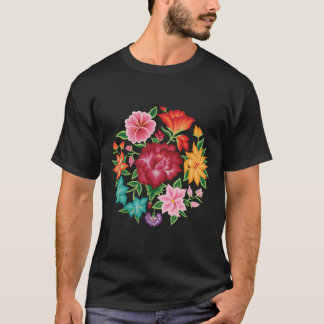 Mexican Floral Bouquet (Schwarzer Hintergrund) T-Shirt
