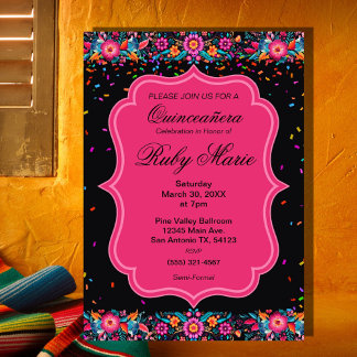 Mexican Floral Fiesta Quinceañera Invitation Einladung