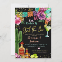 Mexican Floral Let's Fiesta Couples Shower Invitat