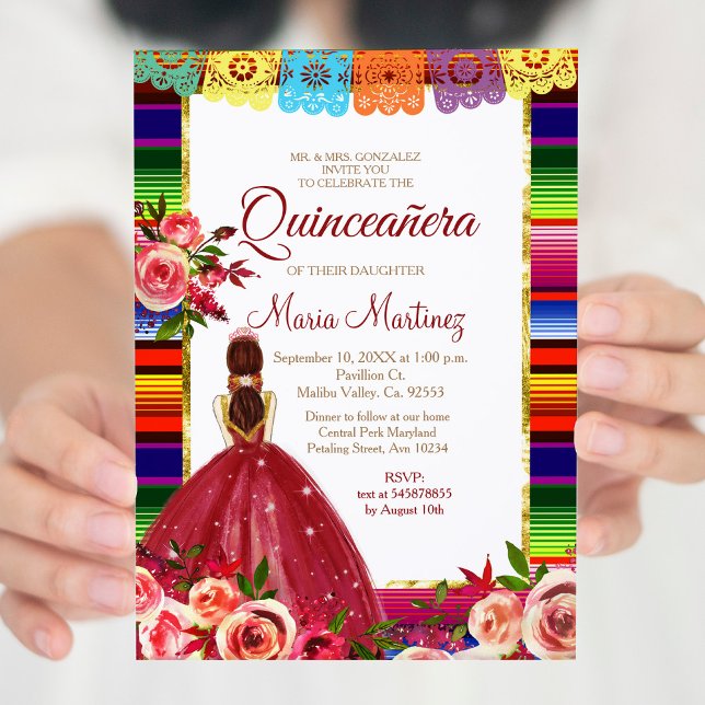 Mexican Floral Quinceañera Invitation Einladung (Von Creator hochgeladen)