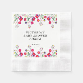 Mexican Flowers Baby Shower Fiesta Coined Paper Serviette