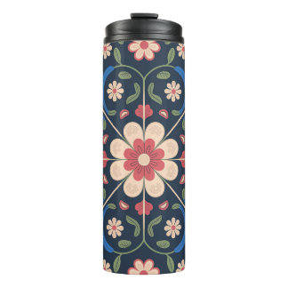 Mexican Folk Art Floral Pattern Thermosbecher