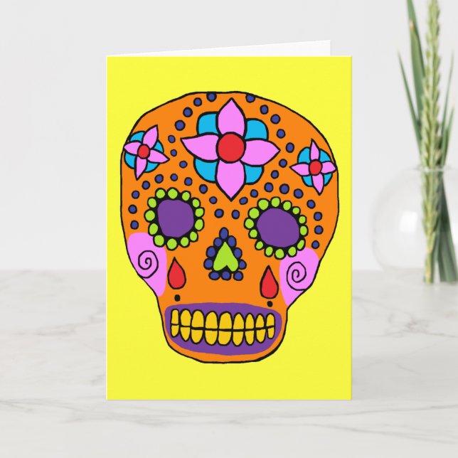 Mexican Folk Art Sugar Skull Karte (Vorderseite)