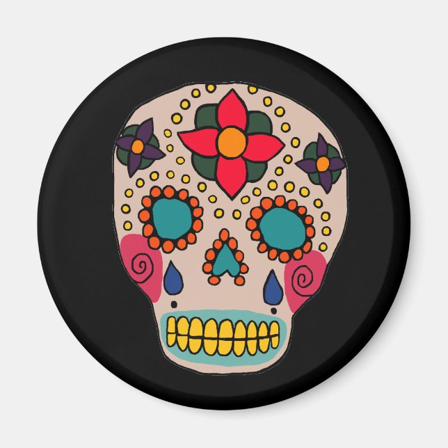 Mexican Folk Art Sugar Skull Magnet (Vorne)