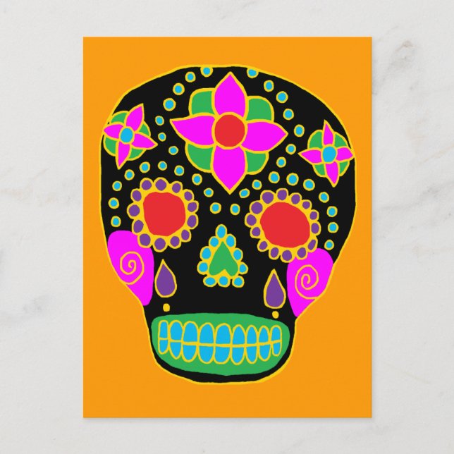 Mexican Folk Art Sugar Skull Postkarte (Vorderseite)