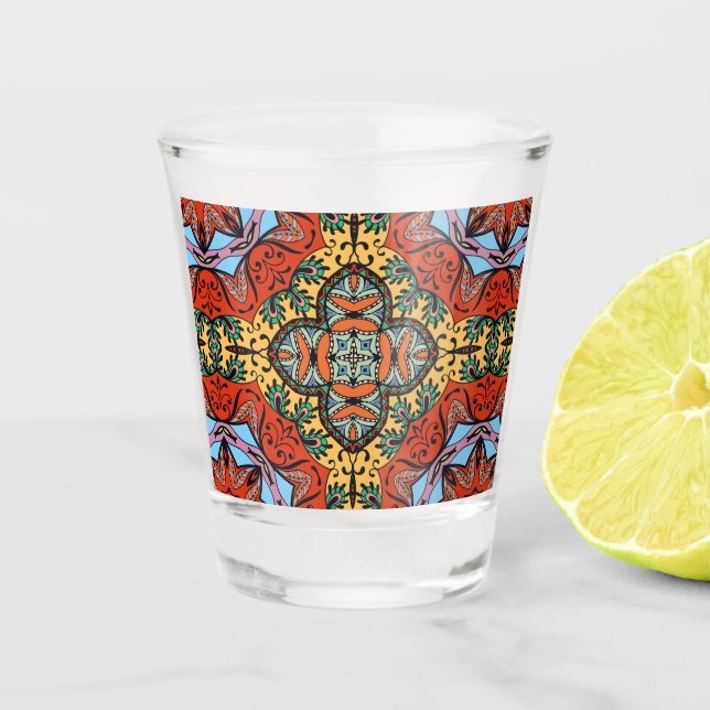Mexican folk ethnic colorful seamless pattern  schnapsglas (Vorderseite)