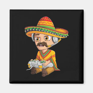 Mexican Gamer Cinco De Mayo Serape Poncho Video Ga Magnet