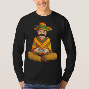 Mexican Gamer Cinco De Mayo Serape Poncho Video Ga T-Shirt