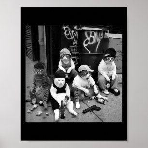 Mexican Gangster Cat T-Shirt, Funny Gangster Cats  Poster