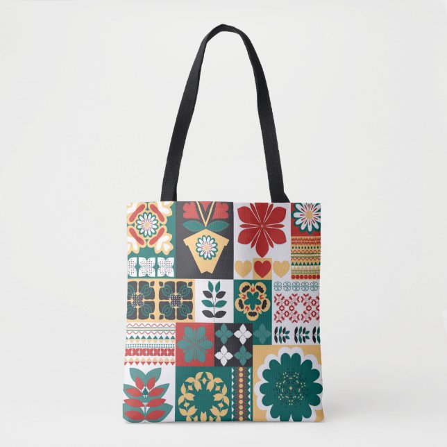 Mexican Geometric: Rot grünes Ornament. (Vorderseite)