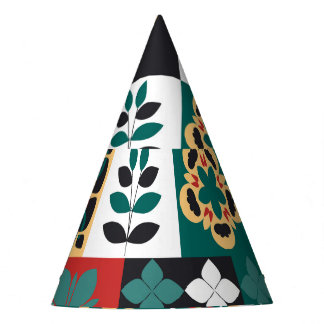 Mexican Geometric: Rot grünes Ornament. Partyhütchen