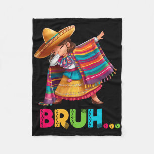 Mexican Girl Dabbing Bruh Poncho Funny Cinco De Ma Fleecedecke