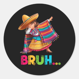 Mexican Girl Dabbing Bruh Poncho Funny Cinco De Ma Runder Aufkleber