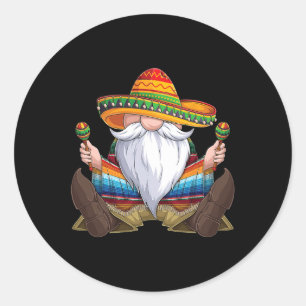 Mexican Gnome Cinco De Mayo Serape Poncho Men Wome Runder Aufkleber