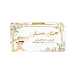 Mexican Gold Fiesta Boy Baptisse Address Label Adressaufkleber