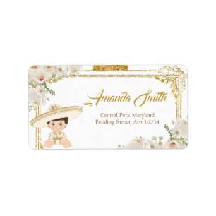 Mexican Gold Fiesta Boy Baptisse Address Label Adressaufkleber