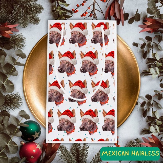 Mexican Hairless Dog Breed Christmas Stars Kleine Geschenktüte (Von Creator hochgeladen)