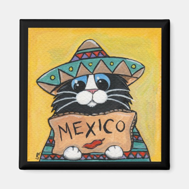 Mexican Hitchhiker Tuxedo Cat Magnet (Vorne)