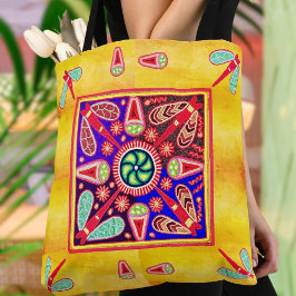 Mexican Huichol Golden & Lila Art Patterns