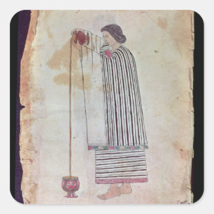 Mexican Indian Preparing Chocolate, aus dem Codex Quadratischer Aufkleber