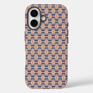 Mexican inspired pattern in blue, rose and beige iPhone 16 hülle
