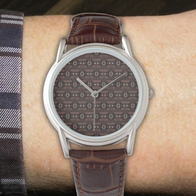 Mexican inspired Pattern in Brown Armbanduhr (Von Creator hochgeladen)