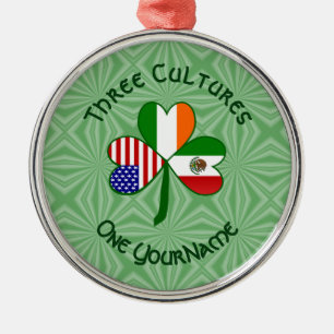 Mexican Irish American Flags Shamrock Your Name Me Ornament Aus Metall
