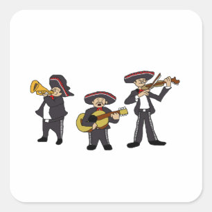 Mexican Mariachi Band Fiesta Cartoon Quadratischer Aufkleber