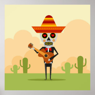 Mexican Mariachi Illustration Poster