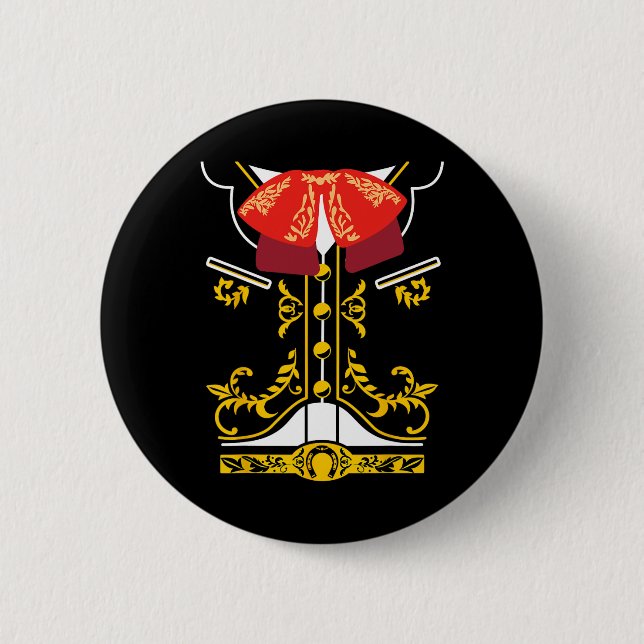 Mexican Mariachi T-Shirt Charro Cinco De Mayo Hall Button (Vorderseite)