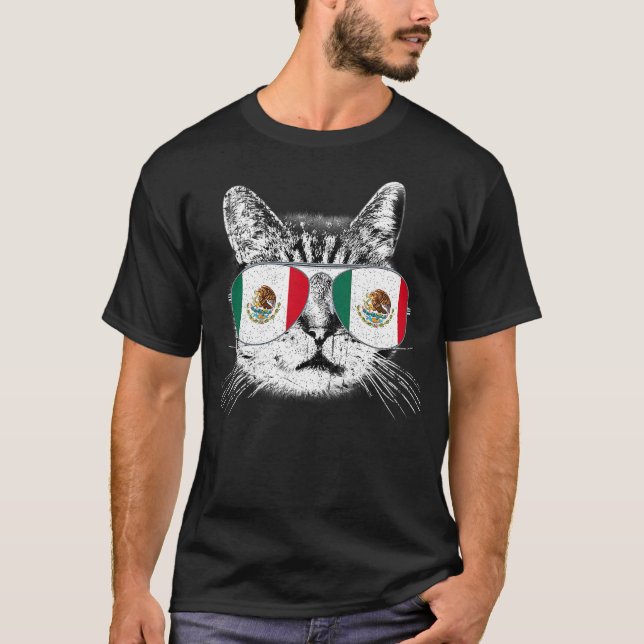 Mexican Mexico Flag Country Pride Cat Men Women Fu T-Shirt (Vorderseite)
