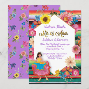 Mexican Mis 15 Anos Party Gold Glitzer Einladung