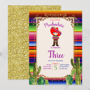 Mexican Muchachito Cactus Birthday Einladung