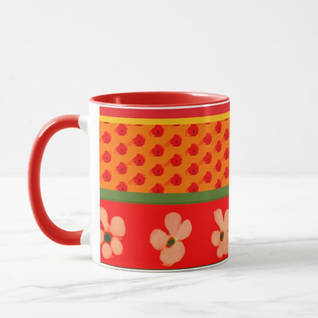Mexican Mug with Designs Greens and Red Tasse (Links)