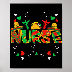 Mexican Nurse Taco Stethoscope Cinco De Mayo Poster