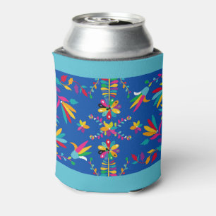 Mexican Otomi Design in Blues - Can Cooler Dosenkühler