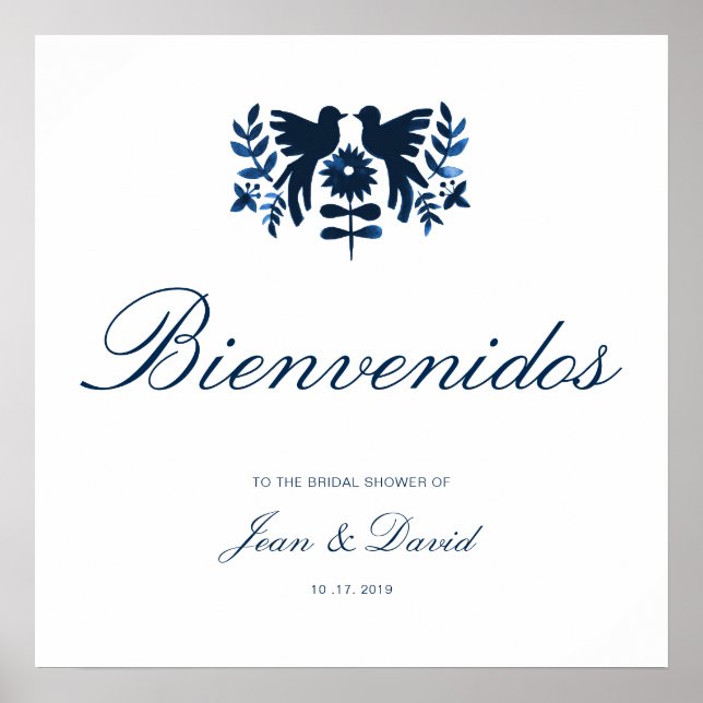 Mexican Otomi Welcome Poster - Navy (Vorne)