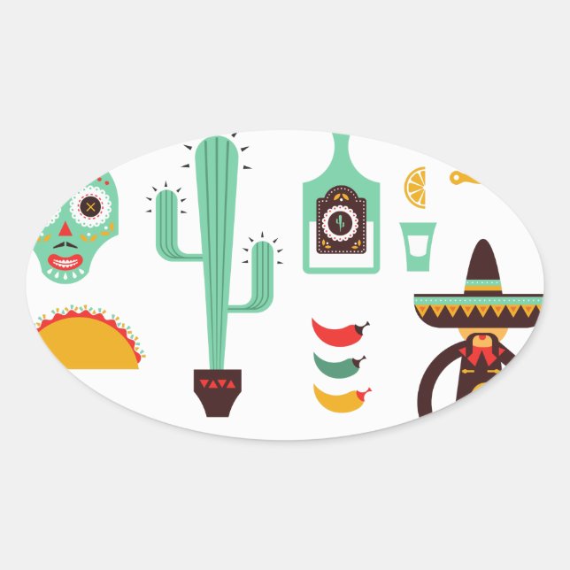 Mexican Ovaler Aufkleber (Vorderseite)