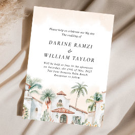 Mexican Palm Tree Zielort Spanisch Blush Pink Einladung