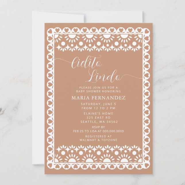 Mexican Papel Picado Cielito Lindo Baby Dusche Einladung (Vorderseite)