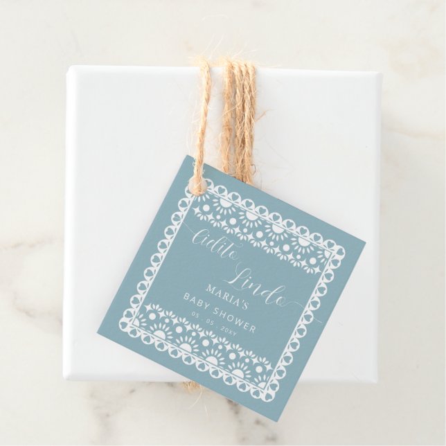 Mexican Papel Picado Cielito Lindo Baby Dusche Geschenkanhänger (Beispiel)