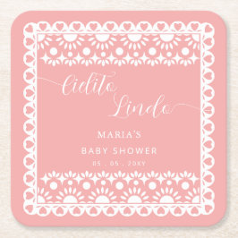 Mexican Papel Picado Cielito Lindo Baby Dusche Rechteckiger Pappuntersetzer