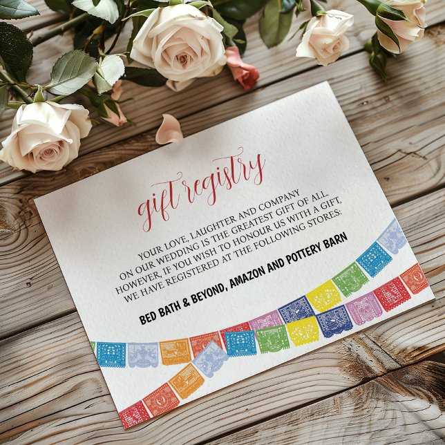 Mexican Papel Picado Elegante Colorful Boda Weddin Begleitkarte (Mexican Papel Picado Elegant Colorful Boda Wedding Enclosure Card)