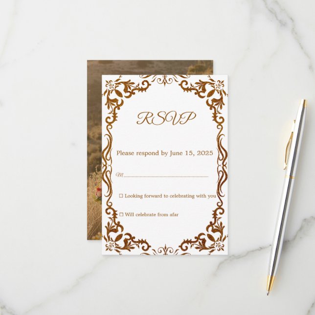 Mexican Papel Picado Wedding RSVP Card (Vorderseite/Rückseite Beispiel)