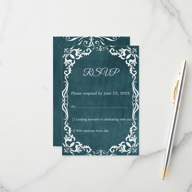 Mexican Papel Picado Wedding RSVP Card Karte (Vorderseite/Rückseite Beispiel)