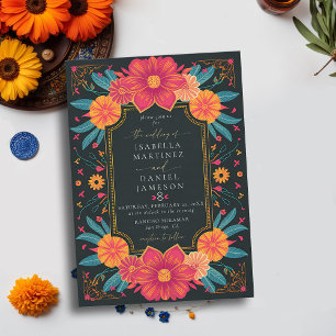 Mexican Rancho Elegant Bold Blume Frame Wedding Einladung
