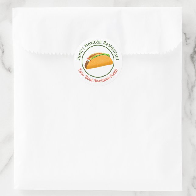 Mexican Restaurant Taco Logo Runder Aufkleber (Tasche)
