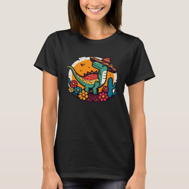 Mexican Rex Dinosaur Cinco De Mayo T-Shirt (Vorderseite)
