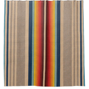 Mexican Rug: Farbige Streifen Nahtlos. Duschvorhang